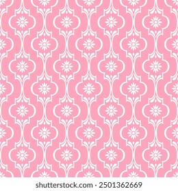 Rosa und weiß Luxus Vektor nahtlose Muster. Ornament, Traditionelle, Ethnische, Arabische, Türkische, Indische Motive. Ideal für Stoff und Textilien, Tapeten, Verpackungsdesign oder jede gewünschte Idee.