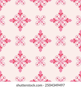 Rosa und weiß Luxus Vektor nahtlose Muster. Ornament, Traditionelle, Ethnische, Arabische, Türkische, Indische Motive. Ideal für Stoff und Textilien, Tapeten, Verpackungsdesign oder jede gewünschte Idee.