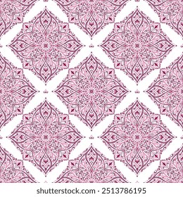 Patrón sin costuras de Vector de lujo rosa y blanco. Ornamento, tradicional, étnico, árabe, turco, motivos indios. Ideal para tela y textiles, Fondo de pantalla, diseño de embalaje o cualquier idea deseada.