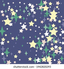 Imagen De Diseño De Año Nuevo Caótico Del Pink White Magic Green. Papel tapiz de color azul esmeralda índigo oscuro y misterioso. Imprimir el adorno amarillo de las estrellas navideñas. Composición De Invierno De Lujo Sky Night Pastel.
