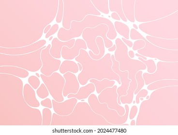 Rosa, weißer Marmor, einfache Deckenhintergrund, Vektordesign. Abstrakte Textur für Einladung, rosafarbene Marmorimitation. Vektorgrafik mit flüssiger Flüssigkeitswirkung. Brustkrebs-Bewusstseinsbildung tagsüber.