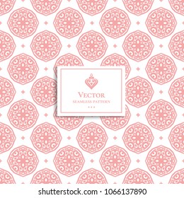 Pink and white ornamental seamless pattern. Vintage, paisley elements. Ornament. Traditional, Ethnic, Turkish, Indian motifs. Great for fabric and textile, wallpaper, packaging or any desired idea