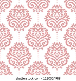 Pink and white ornamental seamless pattern. Vintage vector, paisley elements. Ornament. Traditional, Turkish, Indian motifs. Great for fabric and textile, wallpaper, packaging or any desired idea. 