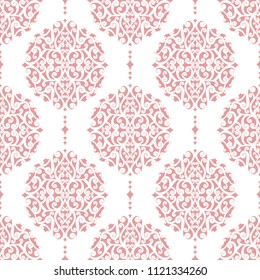 Pink and white ornamental seamless pattern. Vintage vector, paisley elements. Ornament. Traditional, Turkish, Indian motifs. Great for fabric and textile, wallpaper, packaging or any desired idea. 