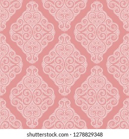Pink and white ornamental seamless pattern. Vintage vector, paisley elements. Ornament. Traditional, Turkish, Indian motifs. Great for fabric and textile, wallpaper, packaging or any desired idea.