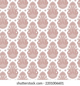 Pink and white ornamental seamless pattern. Vintage. Traditional, Ethnic, Turkish, Indian motifs. Great for fabric and textile, wallpaper, packaging or any desired idea.