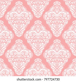 Pink and white ornamental seamless pattern. Vintage, paisley elements. Ornament. Traditional, Ethnic, Turkish, Indian motifs. Great for fabric and textile, wallpaper, packaging or any desired idea
