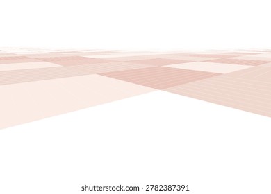 Pink and white perspective grid pattern receding into distance geometric