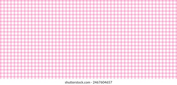 Pink and white plaid fabric texture as a background	