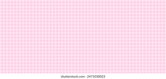 Pink and white plaid fabric texture background