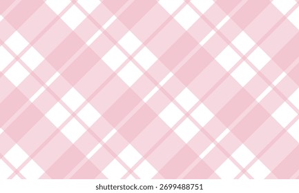 Patrón inconsútil a cuadros rosa y blanco, diseño de fondo de estilo de mantel de picnic