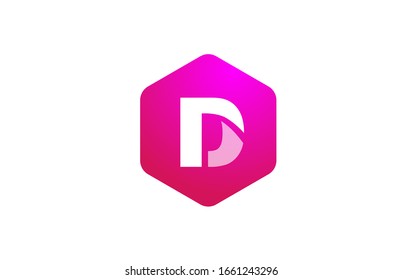 pink white polygon D alphabet letter logo icon with modern design for business and company. Suitable for stylish logotype