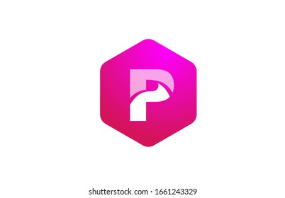 icono del logotipo de la letra P del polígono blanco rosa con un diseño moderno para empresas y empresas. Adecuado para un logotipo elegante