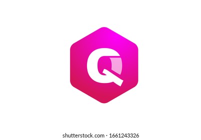 pink white polygon Q alphabet letter logo icon with modern design for business and company. Suitable for stylish logotype