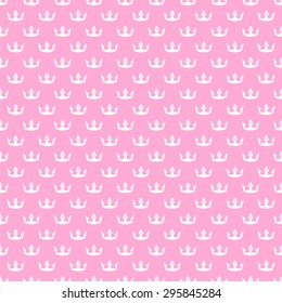 pink and white princess crowns pattern background, seamless texture
