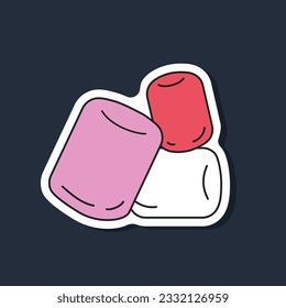 pink, white and purple marshmallows in cartoon style 