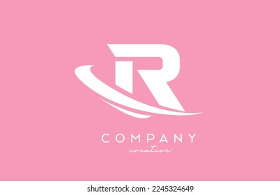 pink white R alphabet letter logo icon with swoosh. Creative template design for company and business
