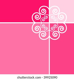 Pink and white retro swirls and rectangles template