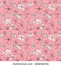 Pink white Rose Peony petal Seamless Pattern 
