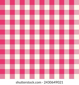 Pink and white Scotland textile seamless pattern. Fabric texture check tartan plaid. Abstract geometric background for cloth, card, fabric. Monochrome graphic repeating design. Modern squared ornament