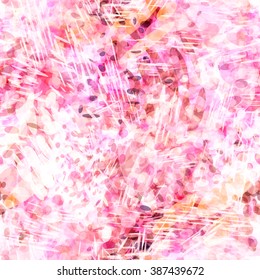 Pink and white seamless background for book design, print design, flyer design, flyer template. Vector. Oval elements. The spots, lines and scratches randomly mixed. Grunge background