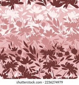 pink and white seamless floral vector flowers leaves border pattern on background