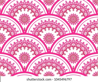 pink and white seamless Mandala background design, Islam, Arabic, Indian, ottoman motifs, Endless pattern can be used for ceramic tile, wallpaper, wrapping paper, invitation card