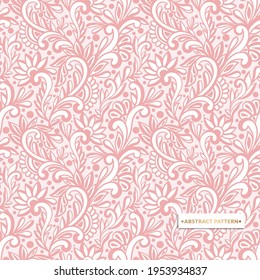 Pink and white seamless pattern. Abstract vector ornament template. Paisley elements. Great for fabric, invitation, background, wallpaper, decoration, packaging or any desired idea.