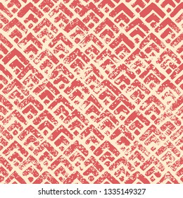 Pink and white seamless pattern in grunge style. Vintage print for textiles. Vector illustration.