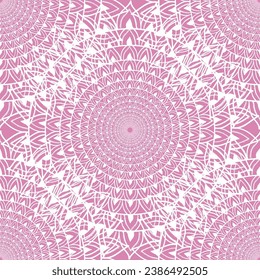 Rosa und weiß nahtloses Muster mit Mandala-Ornament. Vektorgrafik