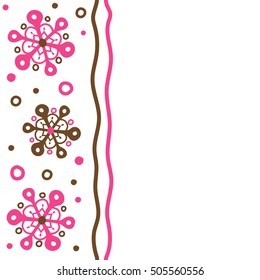 Pink and white simple seamless Christmas pattern - varied Xmas snowflakes with dots. Vertical Happy New Year winter background. Vector design for textile, wallpaper, fabric, wrapping paper.