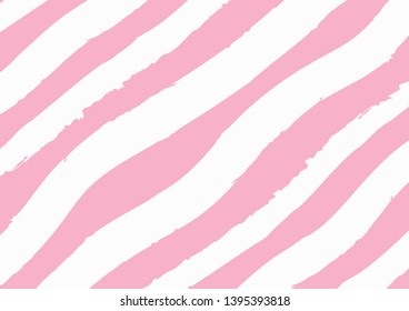 Pink and white sketch stripes background. Geometrical abstract wallpaper design.