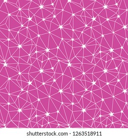 Pink and white stars network vector seamless pattern. Great for space inspired wallpaper, backgrounds, invitations, packaging design projects. Surface pattern design.