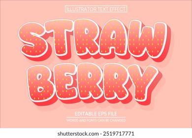 Pink and white strawberry 3d editable text effect font style