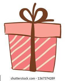Gráfica vectorial de caja de regalo rayada rosa y blanca