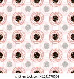 Pink and white stylized roses seamless vector pattern. Scandinavian flat style flowers background. Decorative summer or spring florals for fabric, surface decor, wallpaper, packaging