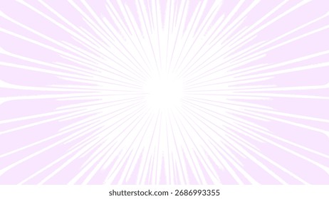 Pink and white sunburst background. Abstract wallpaper with rays. Sunshine hand drawn vector.	