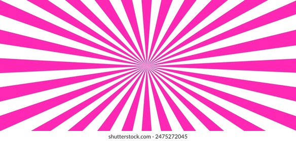 Pink and white sunburst background with rays