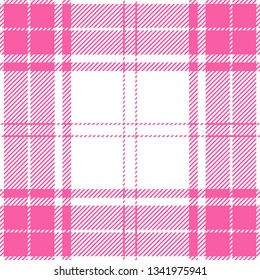 Pink and white tartan plaid. Trendy Scottish cage textile pattern.