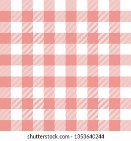 Pink and white tartan seamless pattern. Lumberjack square print. Abstract art. Decorative wallpaper. Traditional Gingham texture background for tablecloths, paper, textile, fabric, napkin, shirt.