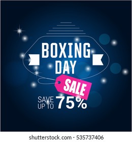 Pink and white text on Blue background. boxing day lettering for invitation and greeting card