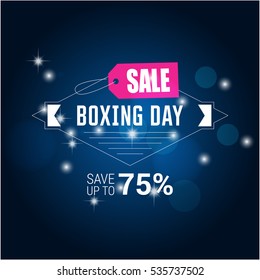 Pink and white text on Blue background. boxing day lettering for invitation and greeting card