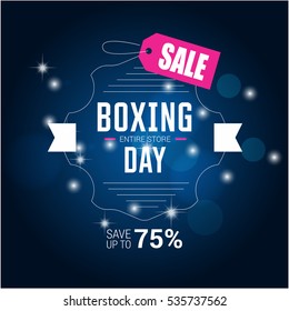 Pink and white text on Blue background. boxing day lettering for invitation and greeting card