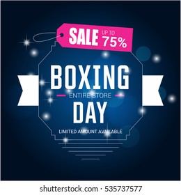 Pink and white text on Blue background. boxing day lettering for invitation and greeting card