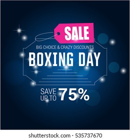 Pink and white text on Blue background. boxing day lettering for invitation and greeting card