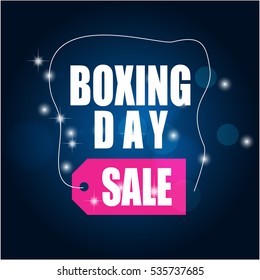 Pink and white text on Blue background. boxing day lettering for invitation and greeting card