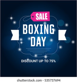 Pink and white text on Blue background. boxing day lettering for invitation and greeting card