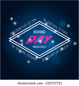 Pink and white text on Blue background. boxing day lettering for invitation and greeting card