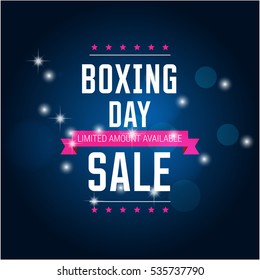 Pink and white text on Blue background. boxing day lettering for invitation and greeting card