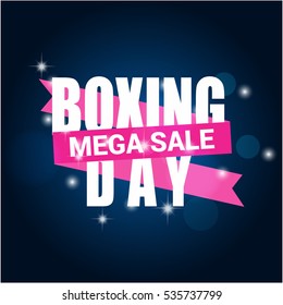 Pink and white text on Blue background. boxing day lettering for invitation and greeting card